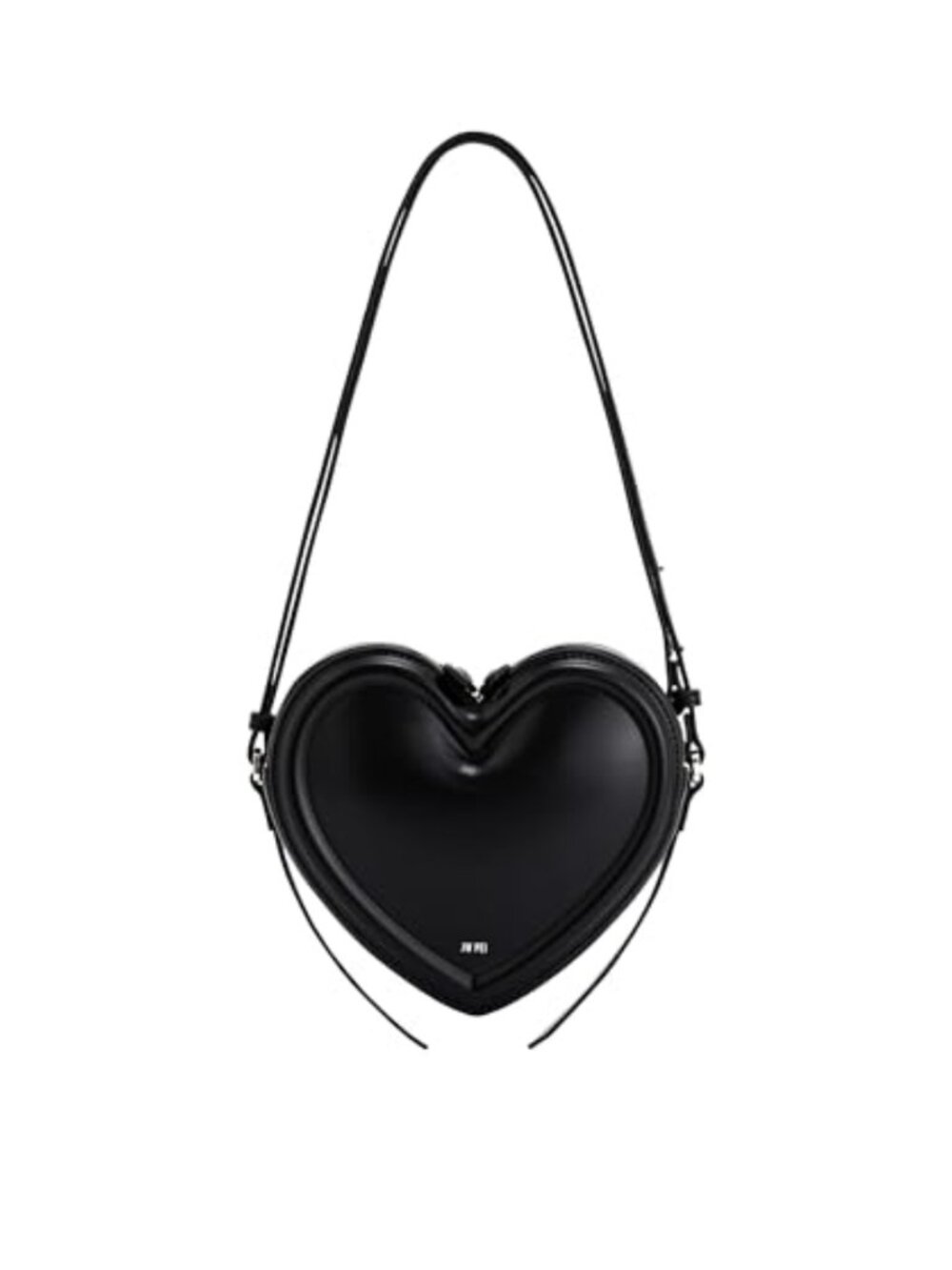 Vegan Leather Heart Shaped Crossbody Bag Adjustable Strap Zipper